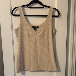 White House Black Market Cream Chevron Scoop Tank